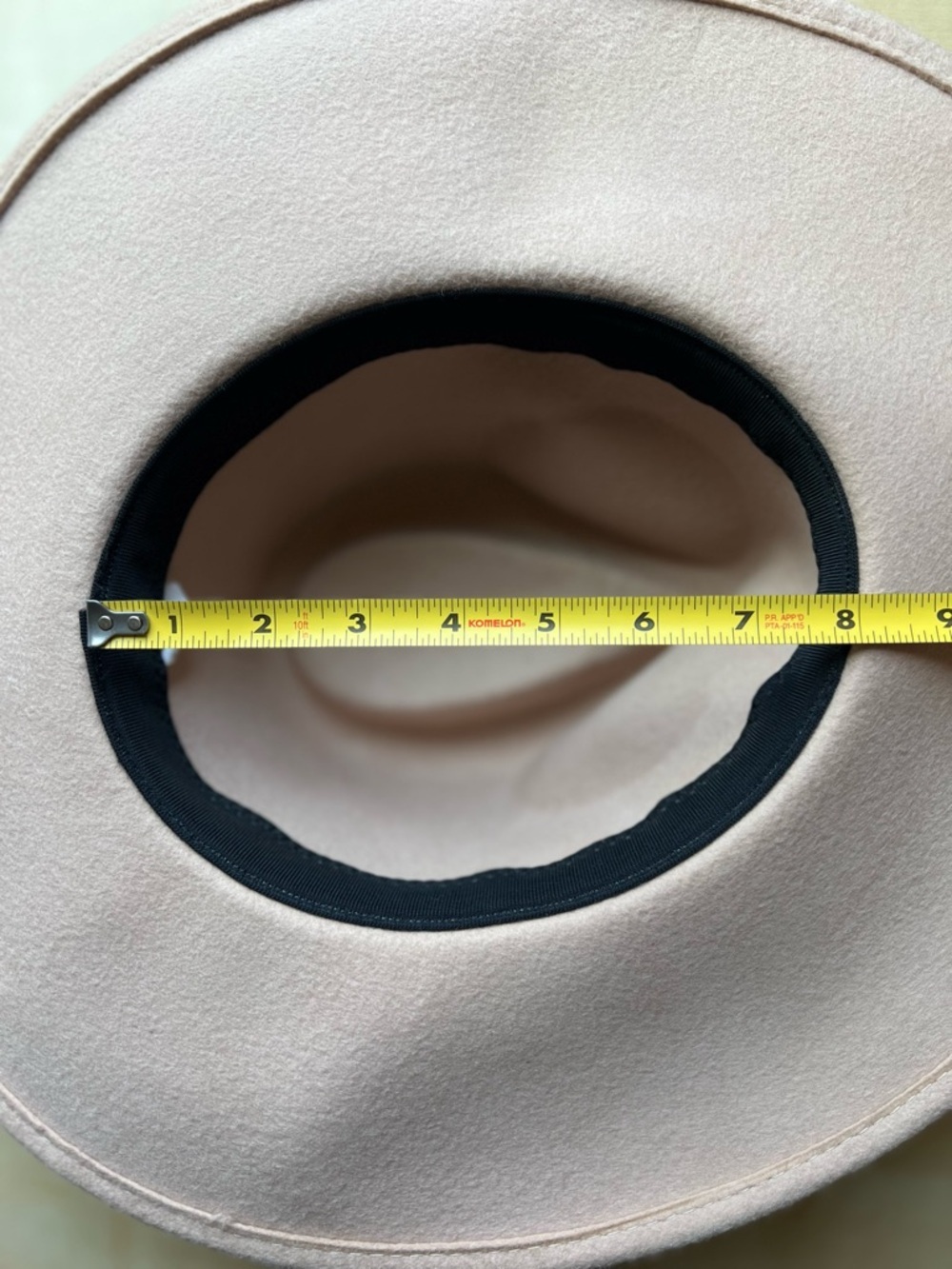 Wide Brim 100% Wool Felt Fedora in Beige with Gray Band Boho Western Minimalist - Picture 9 of 10